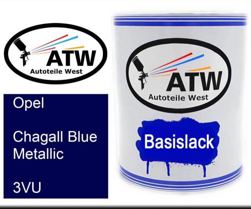 Opel, Chagall Blue Metallic, 3VU: 1L Lackdose, von ATW Autoteile West.